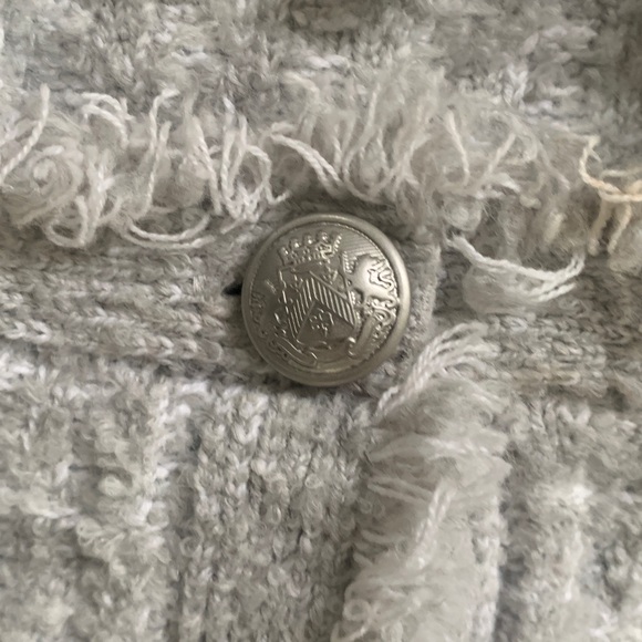 Express Women's Tweed Stretch Fitted Blazer Jacket with Fringe - Picture 5 of 11